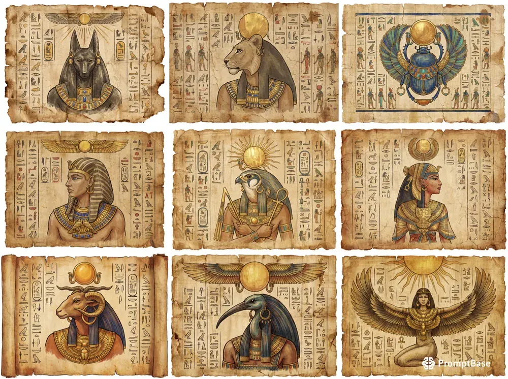 Ancient Egyptian Papyrus Style Art