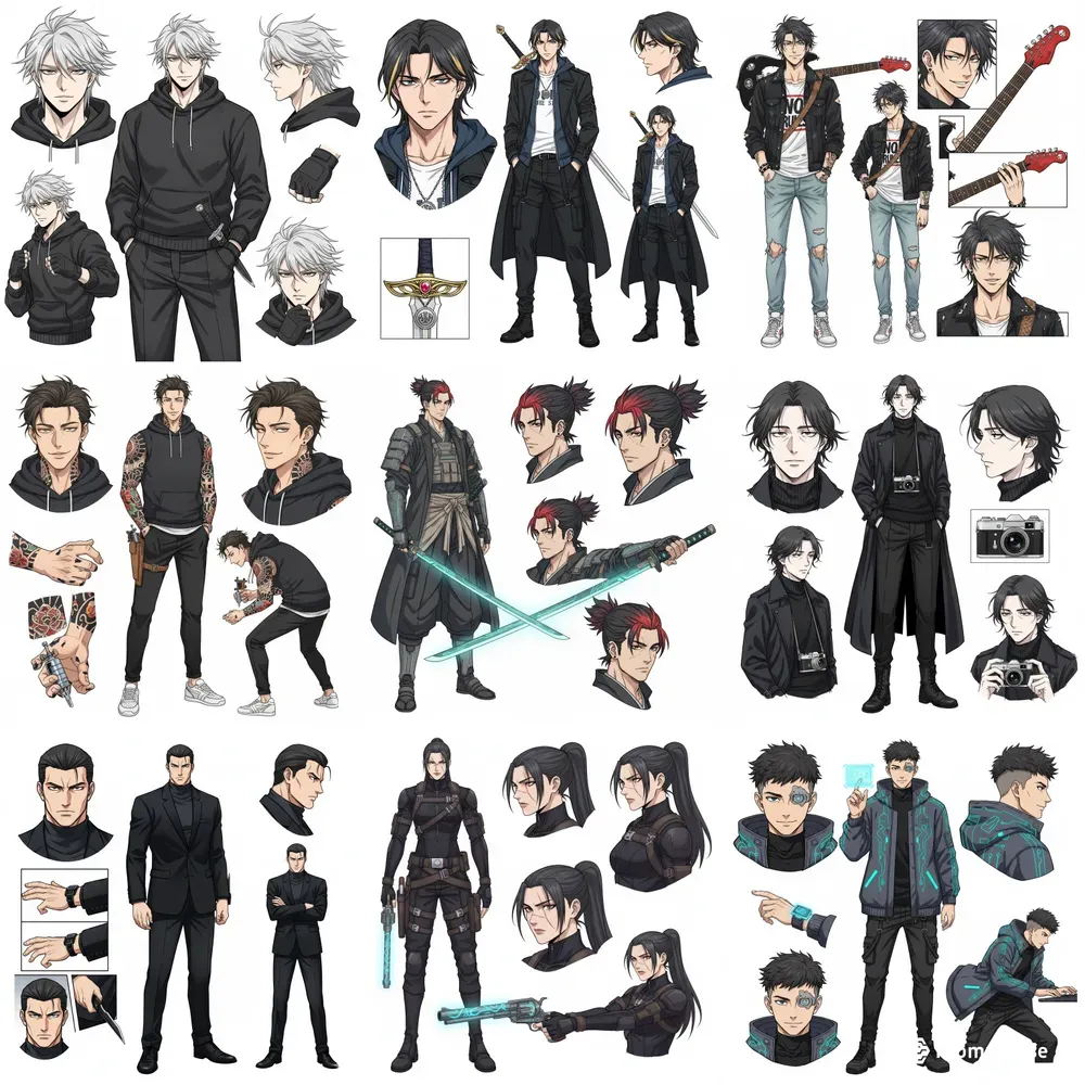 Cinematic Manhwa Character Sheets