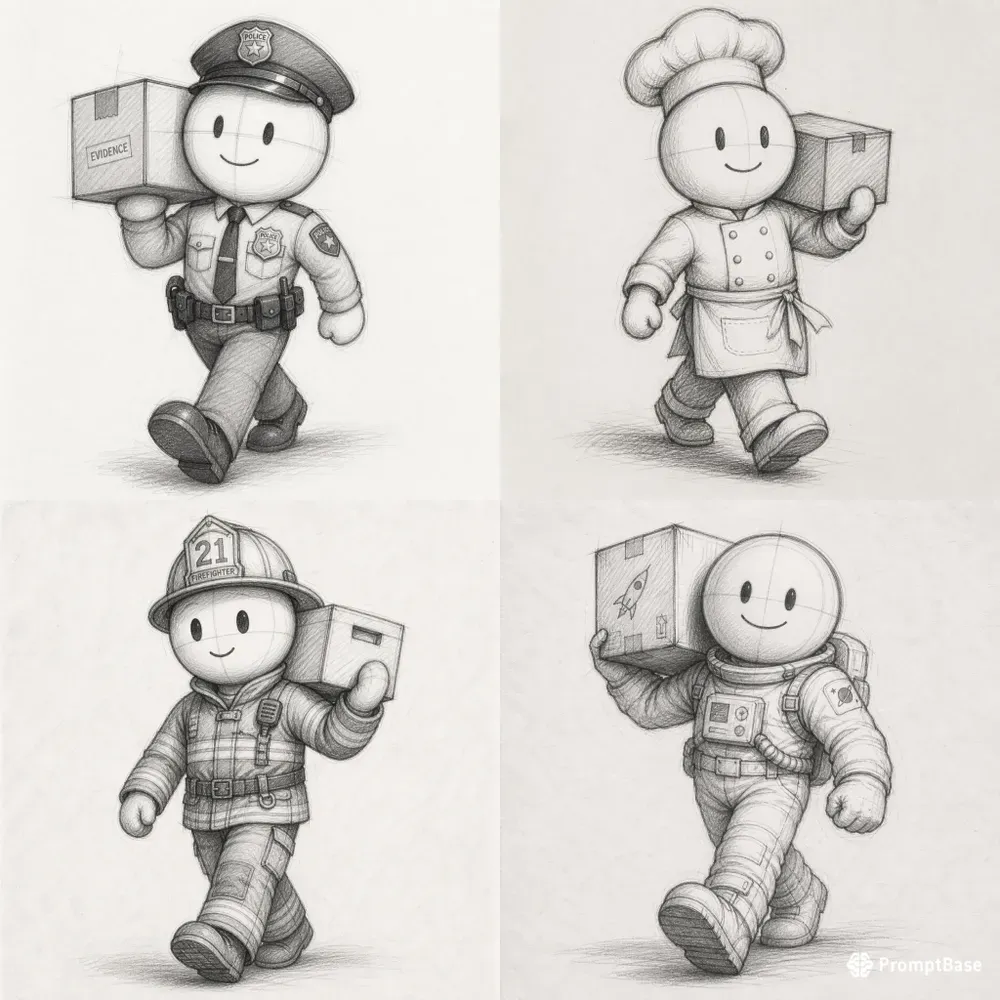 Minimal Pencil Sketch Mascot Series