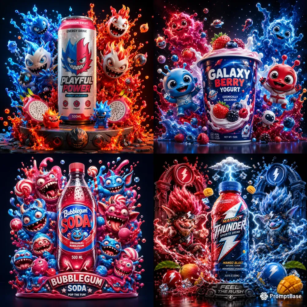 Chaotic 3D Mascot Product Packaging