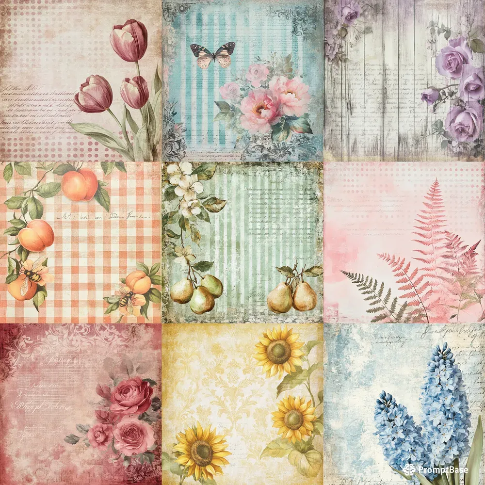 Shabby Chic Floral Scrapbook Papers