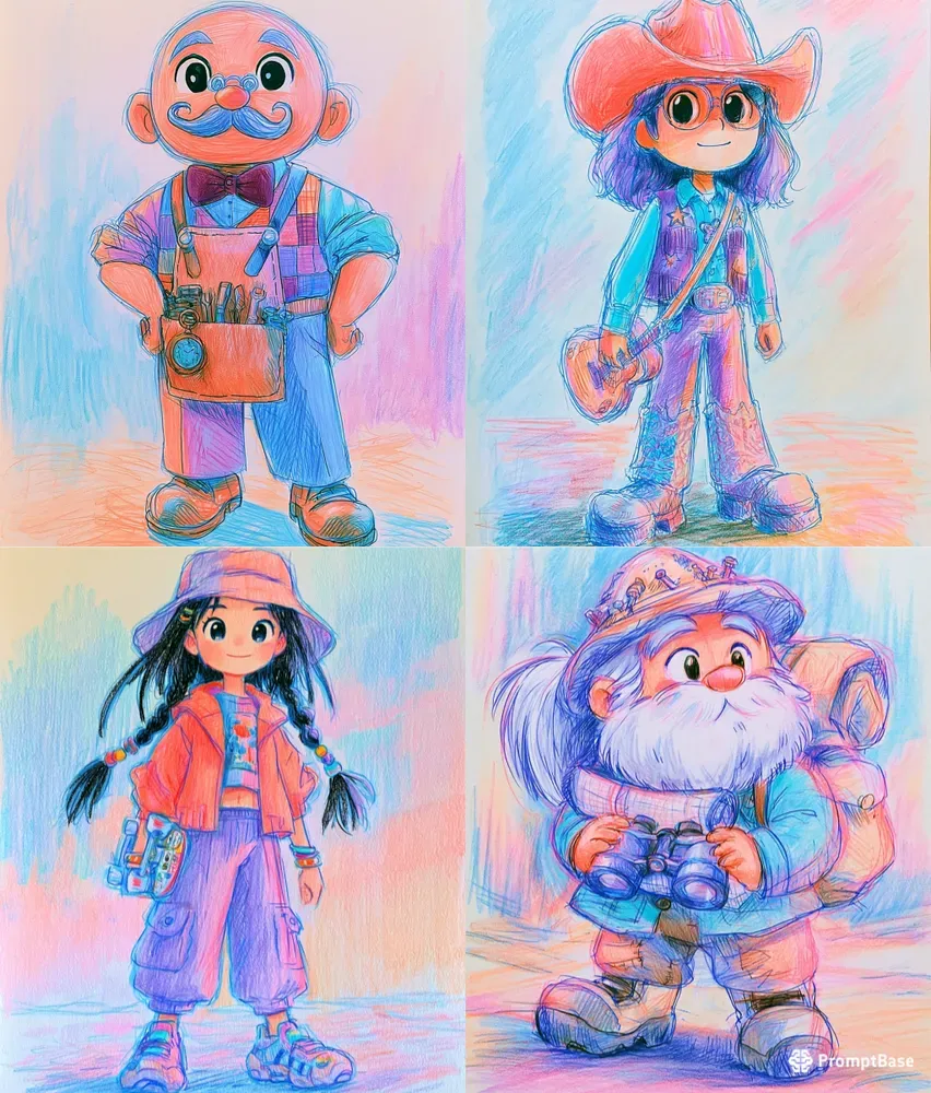 Colorful Pencil Characters