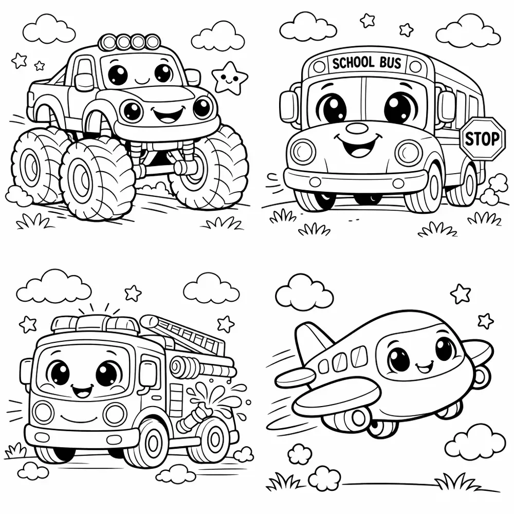Vehicles Coloring Book Pages For Toddlers