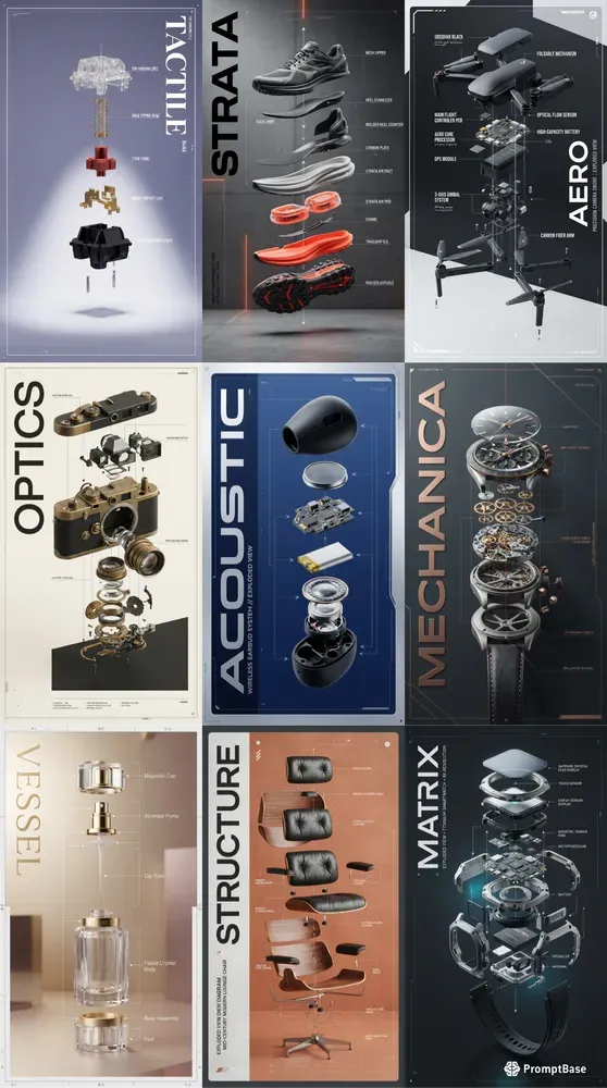 Exploded View Product Anatomy Posters