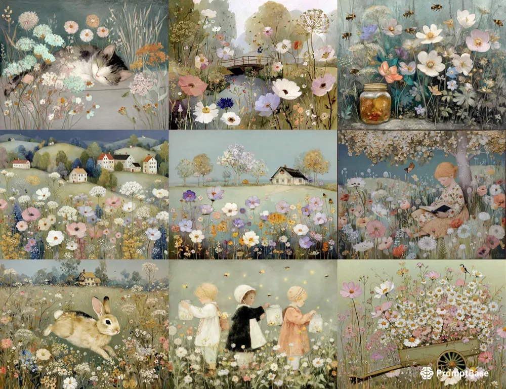 Boho Cottagecore Floral Wall Art Prints