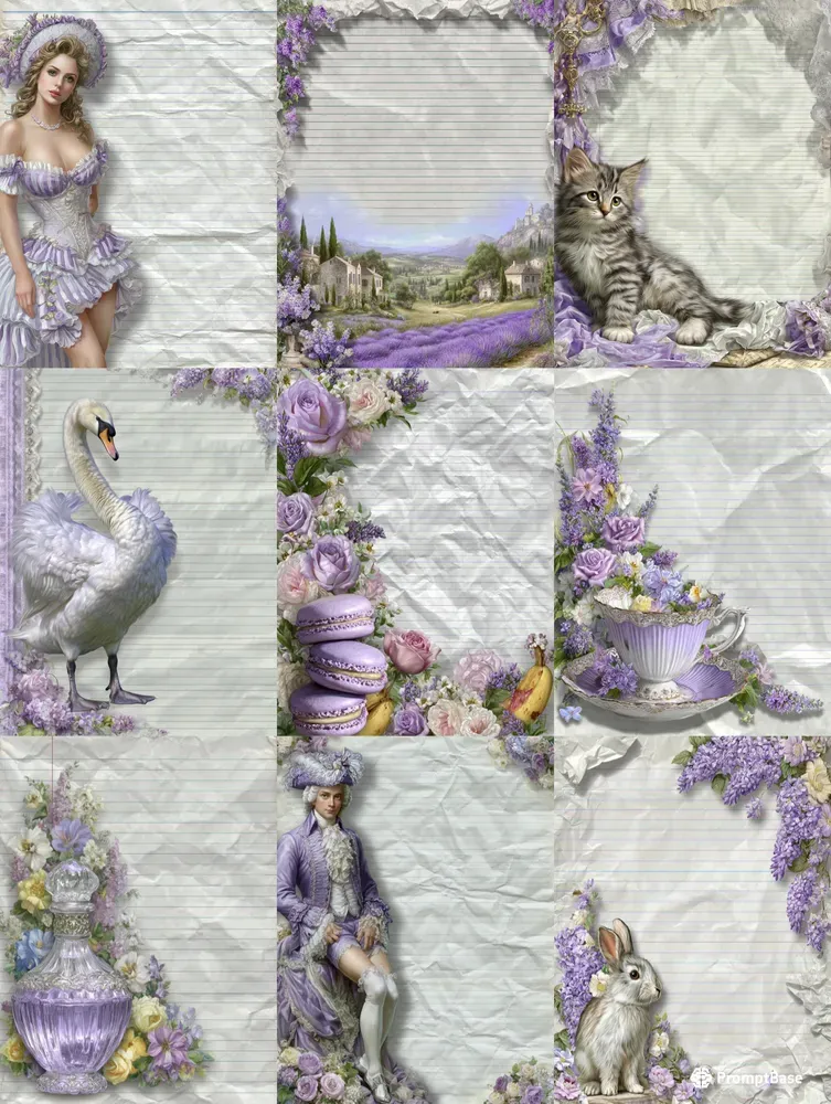 Lavender French Vintage Plain Papers