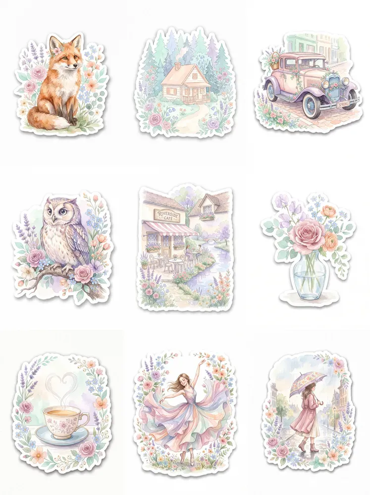 Watercolor Vintage Stickers