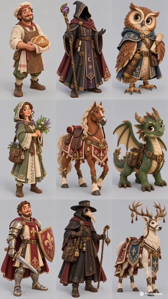 Stylized Medieval 3D Clay Characters