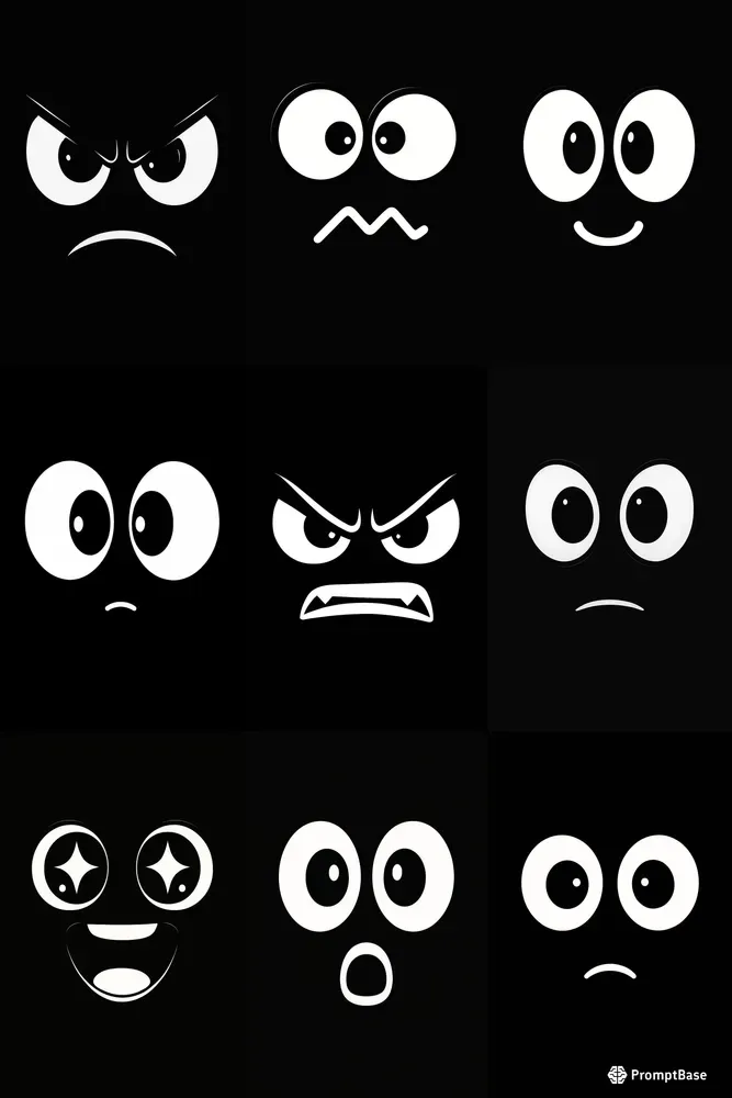 Minimalist Bw Emotional Faces