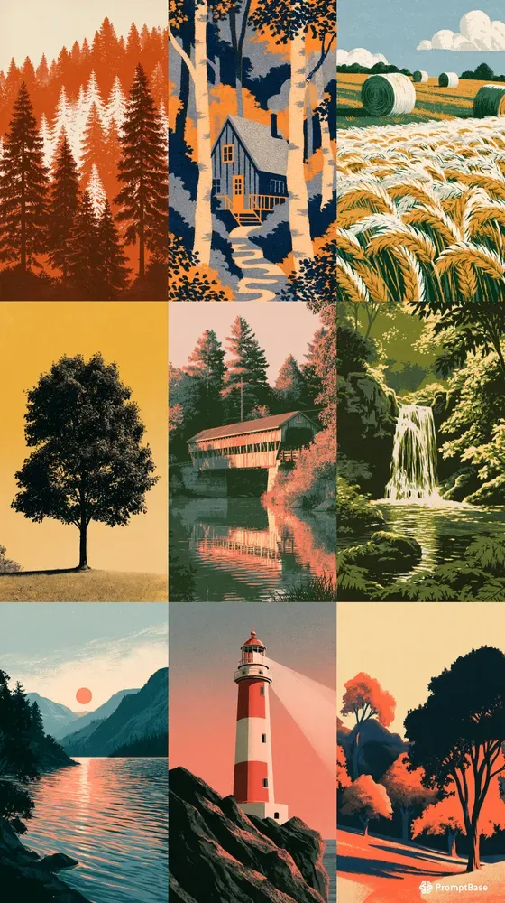 Fall Autumn Risograph Phone Wallpapers