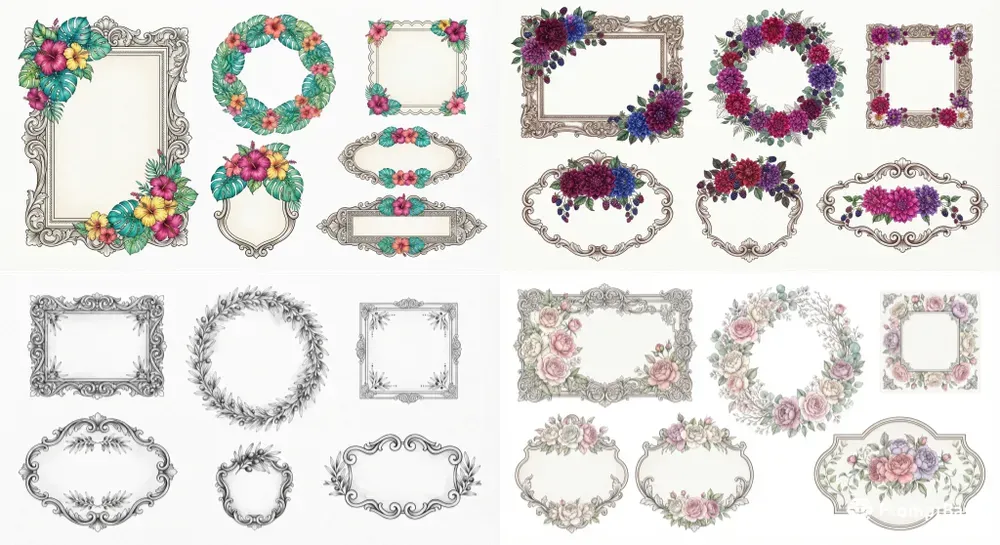 Floral Label Borders Sets
