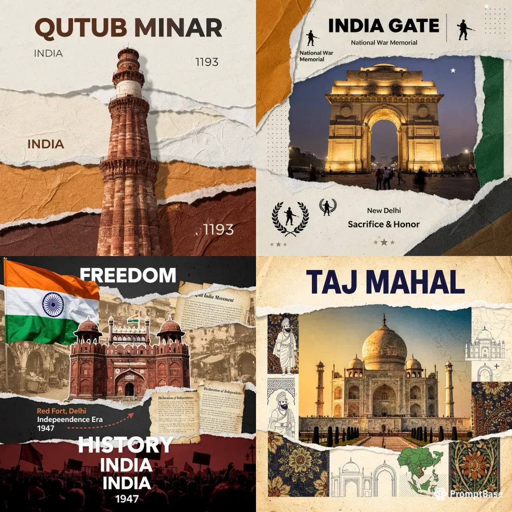 India Monument Magazine Collages