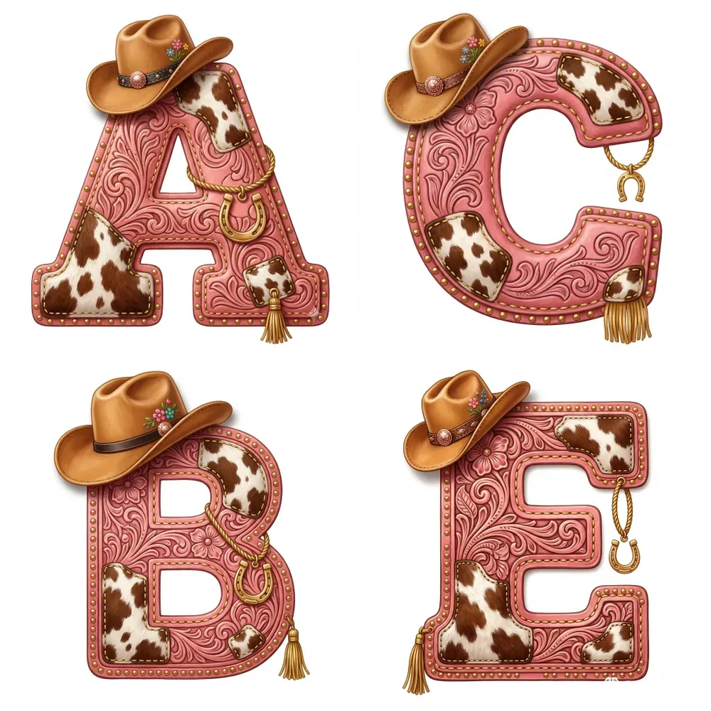 Western Cowgirl Letters Clipart Pngs