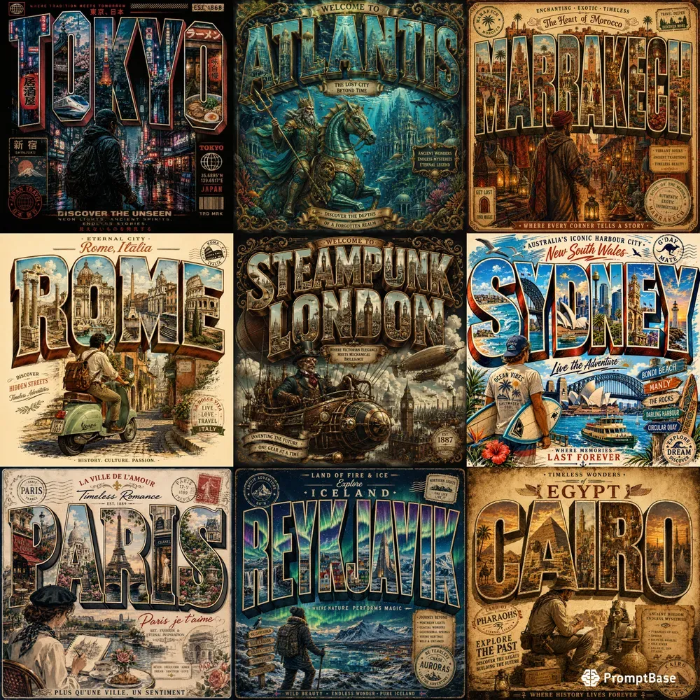 City Lettering Tshirts