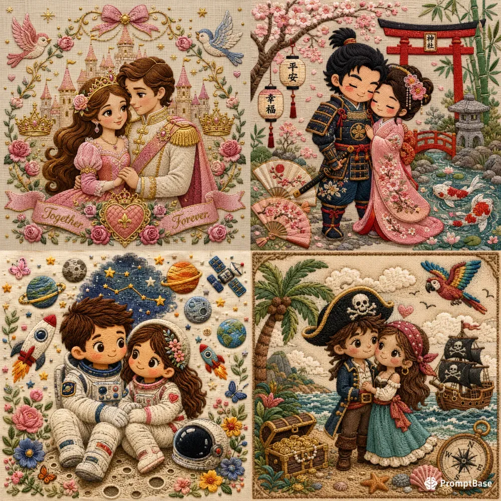 Whimsical Embroidery Character Art