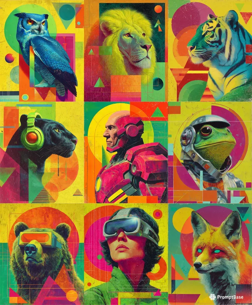 Neon Retrofuturistic Paintings