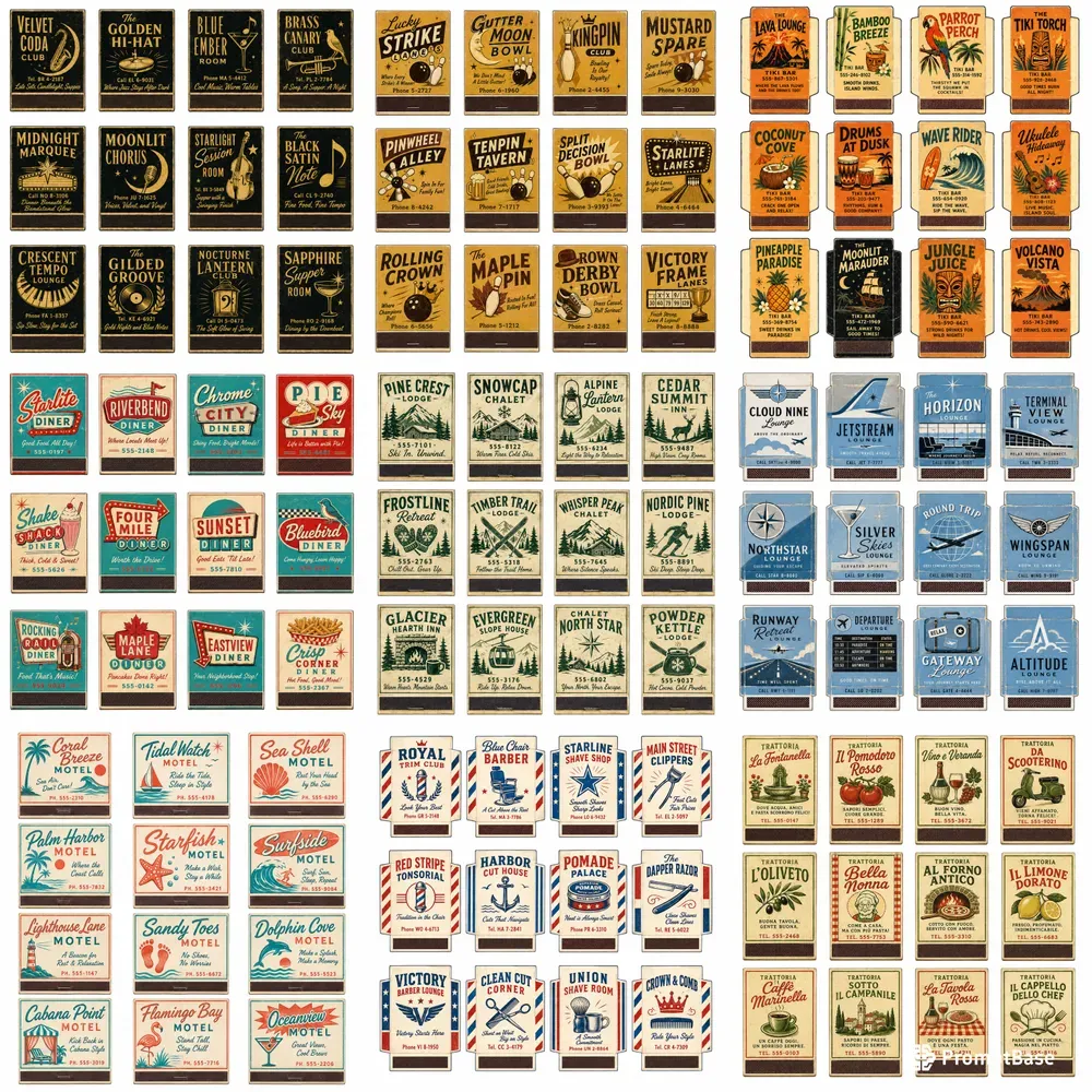 Vintage Matchbook Cover Sheets