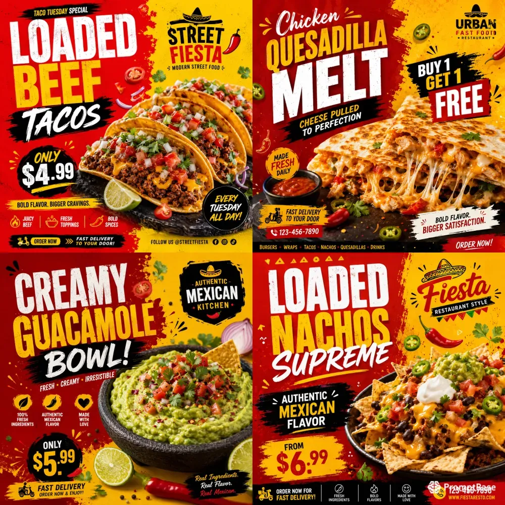 Bold Mexican Food Promo Posters