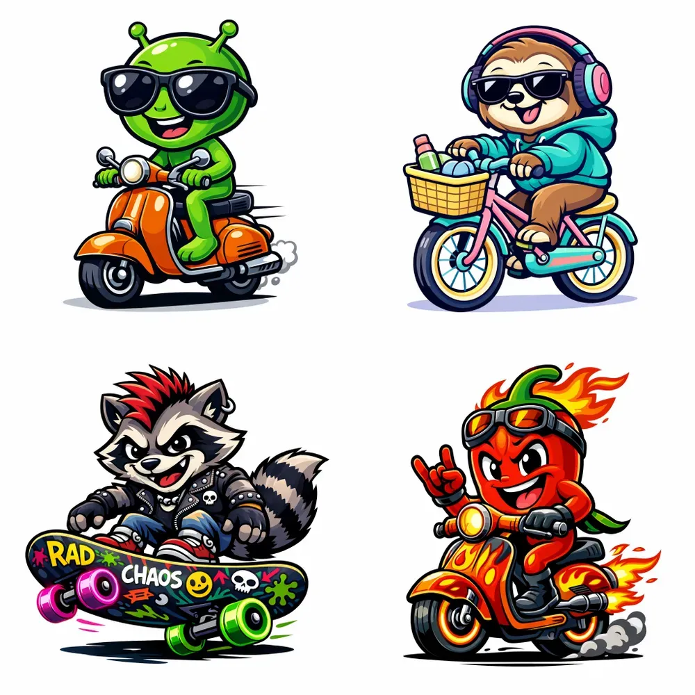Retro Cartoon Mascot Rides