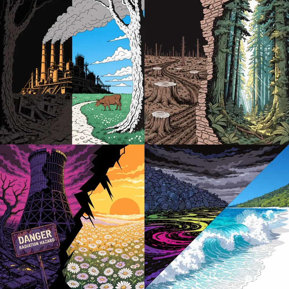 Splitscreen Eco Pollution Vectors