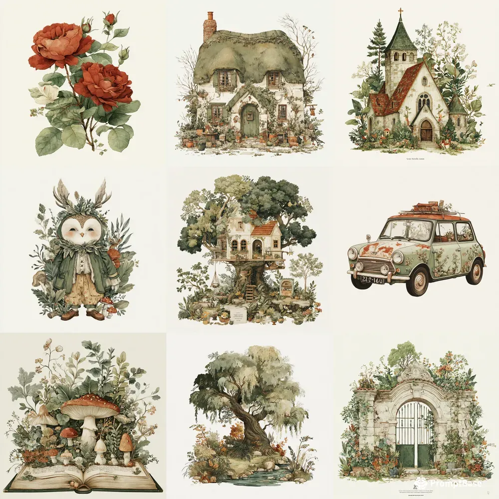 Vintage Botanical Cottage Core Art