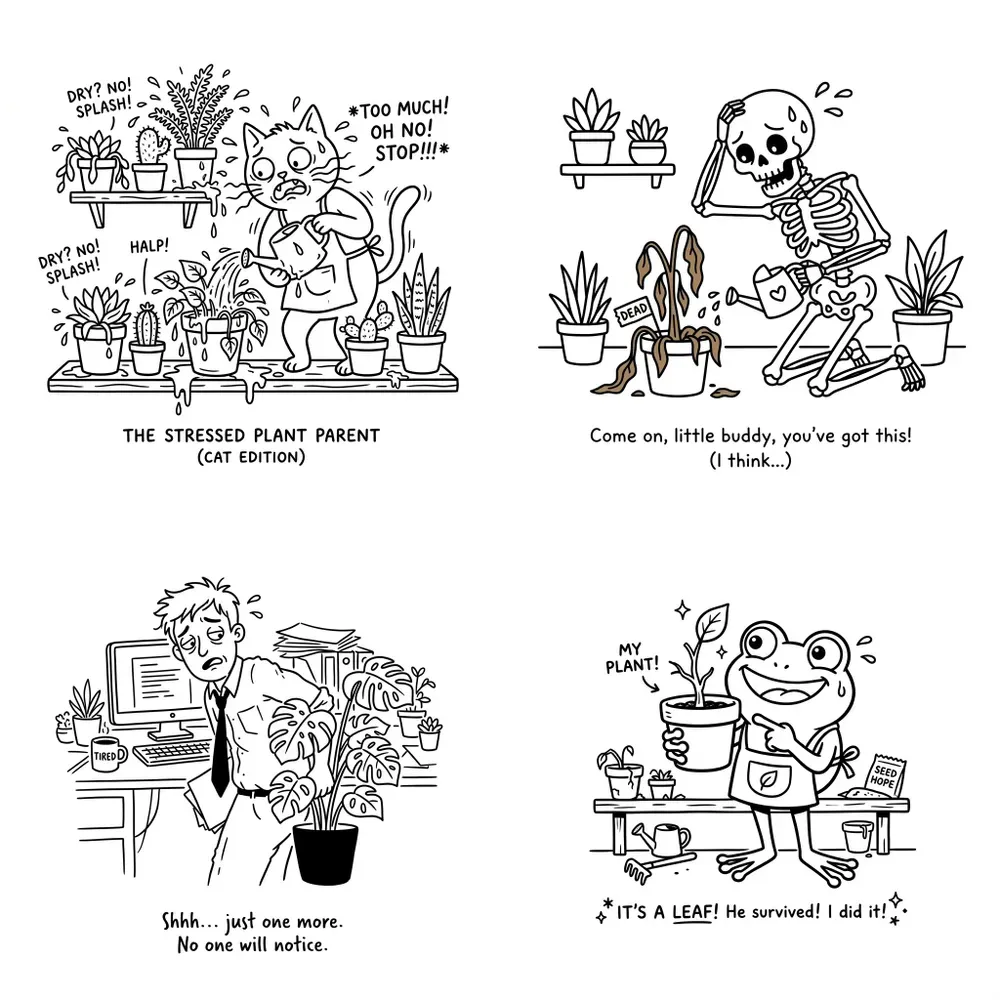 Plant Parent Humor Doodle Coloring Pages