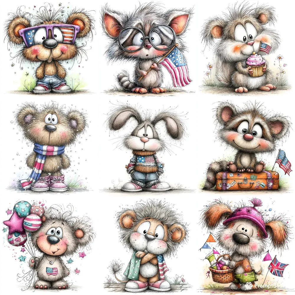 Cute Characters With National Symbols