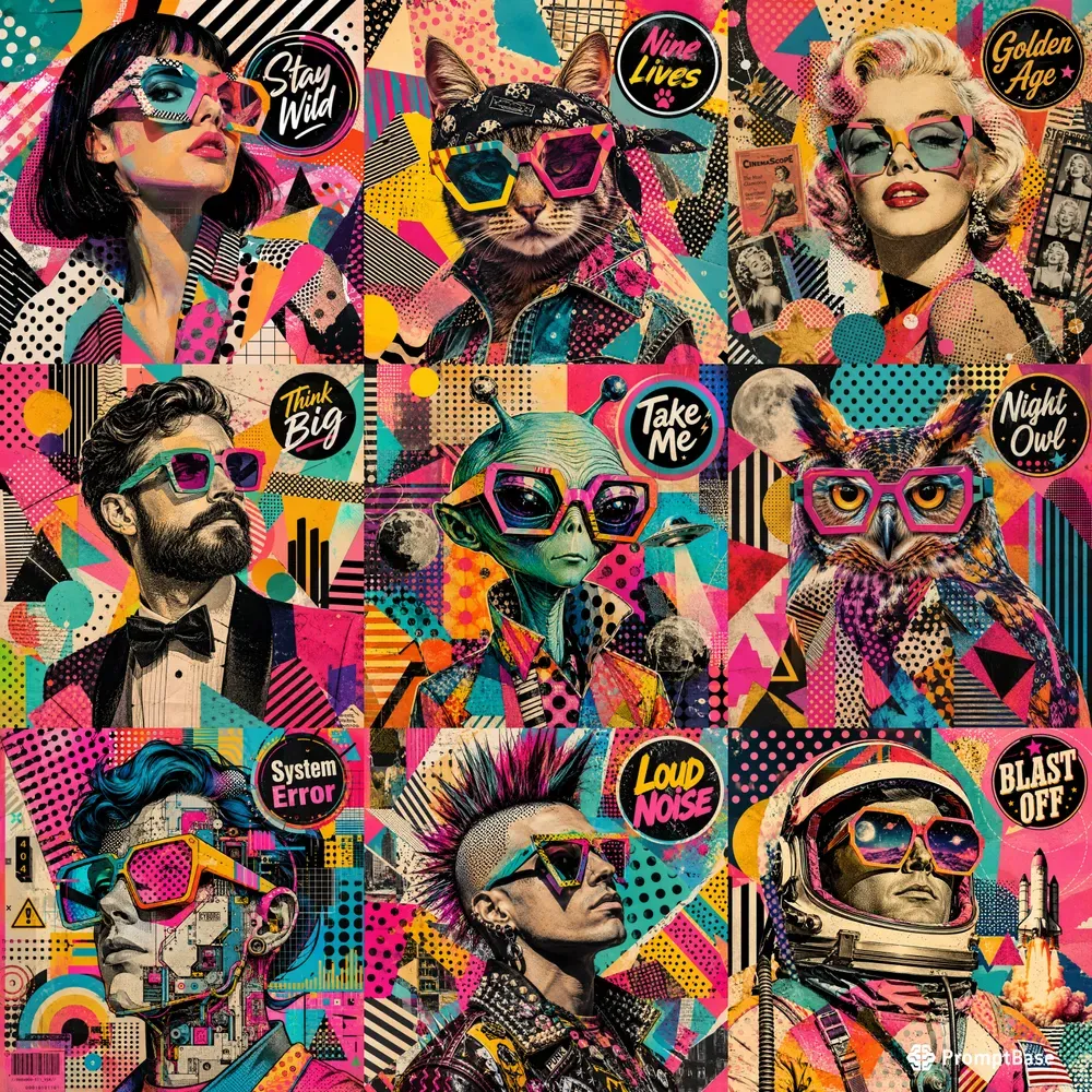 Popart Mixed Media Collage Portraits