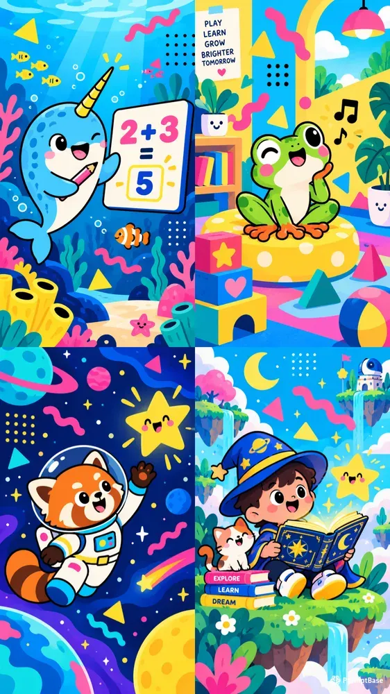 Vibrant Memphis Kids App Onboarding Art