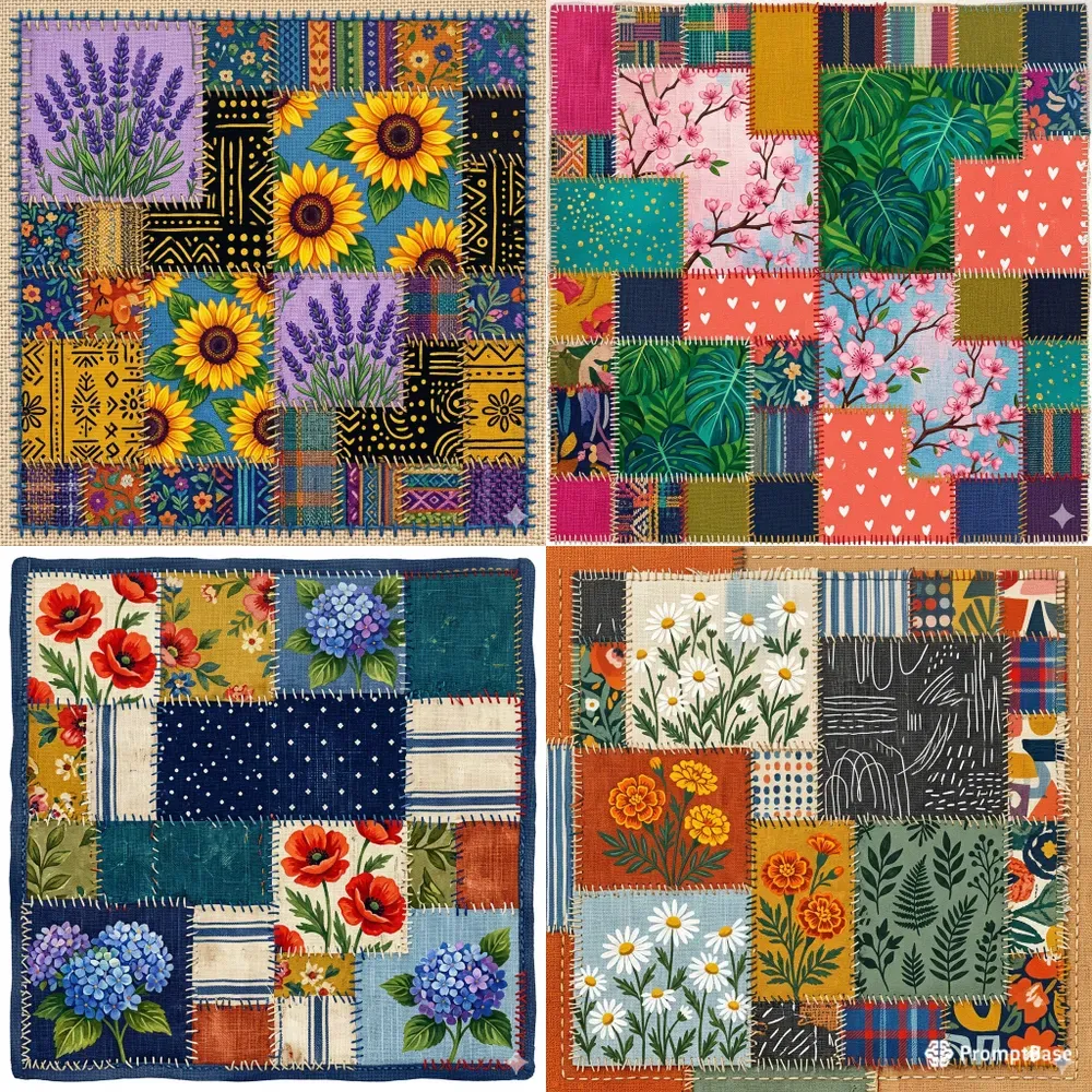 Textile Patchwork Illustrations