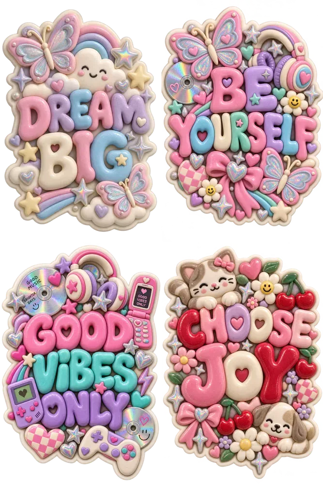 3D Clay Retro Y2k Stickers