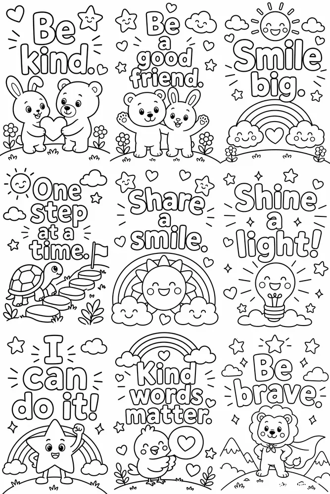 Kids Motivational Quotes Coloring Pages