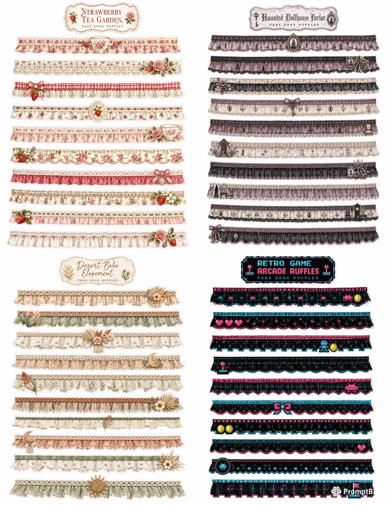 Faux Fabric Ruffle Border Ephemera