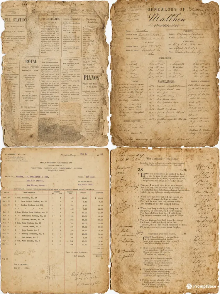 Vintage Antique Scrapbook Pages