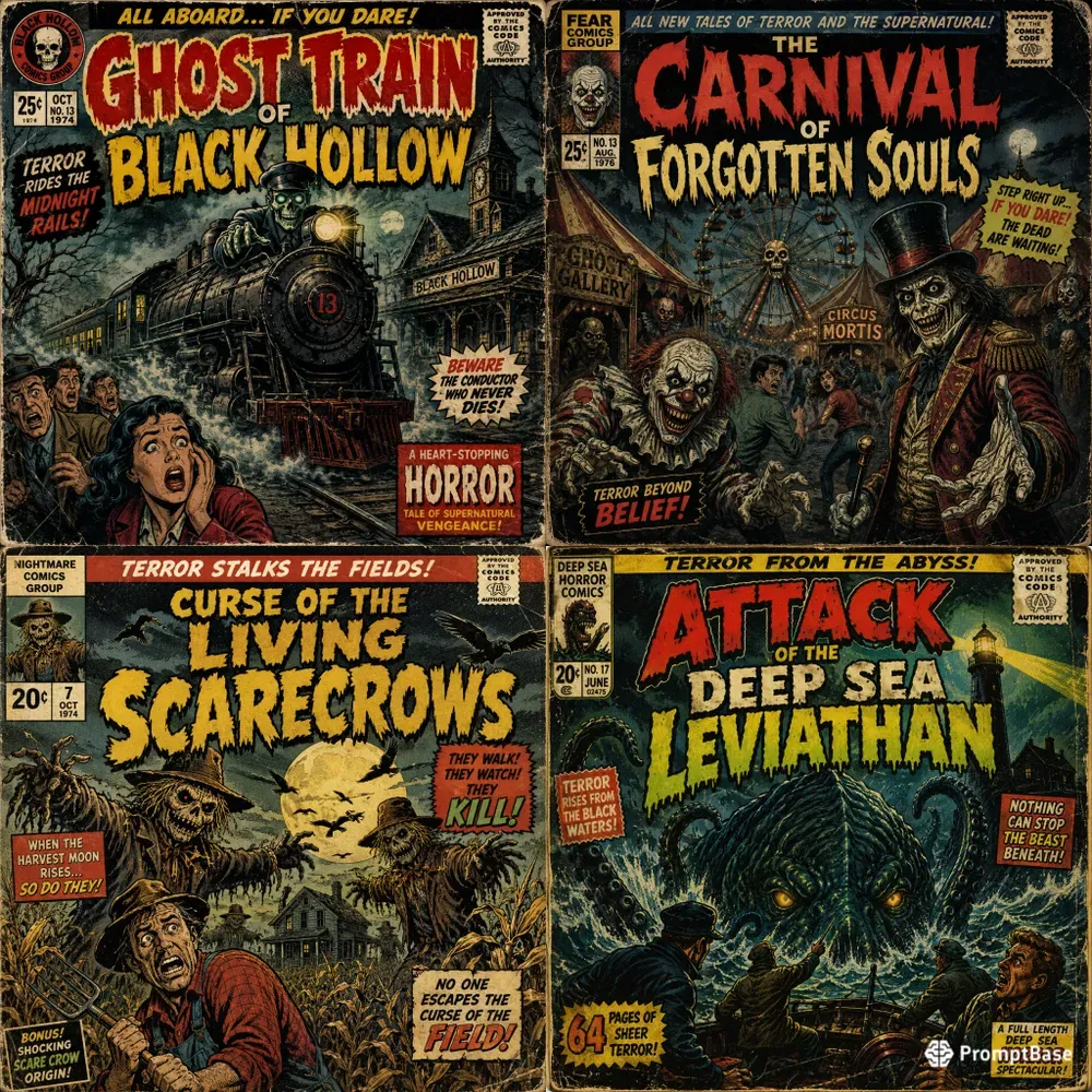 Retro Horror Comic Cover Kits