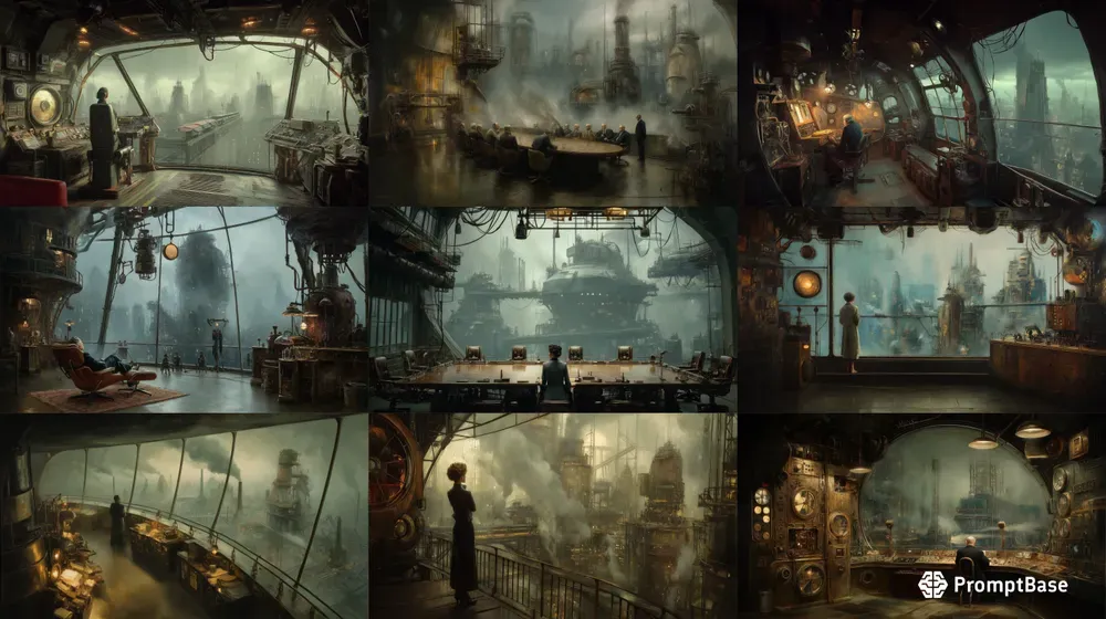Dystopian Industrial Oil Paintings