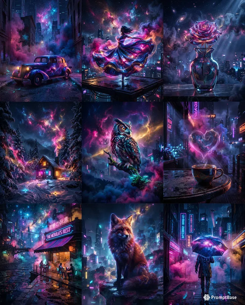 Cosmic Noir Nebula Fusions