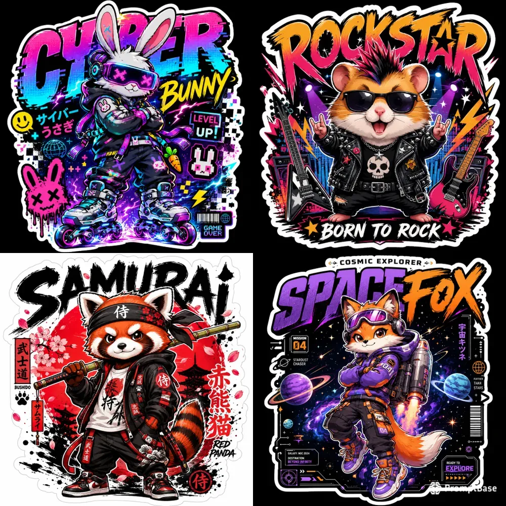 Fierce Cute Mascot Sticker Tshirts