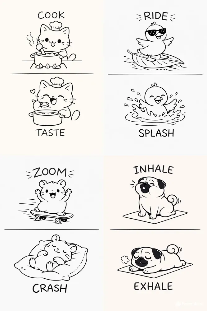 Two Frame Cartoon Comic Illustrations