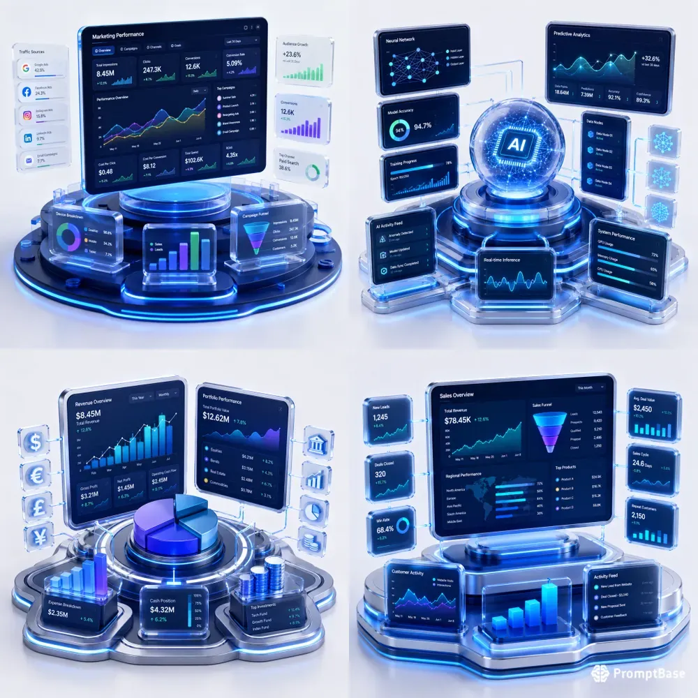 Premium 3D Analytics Dashboard Art
