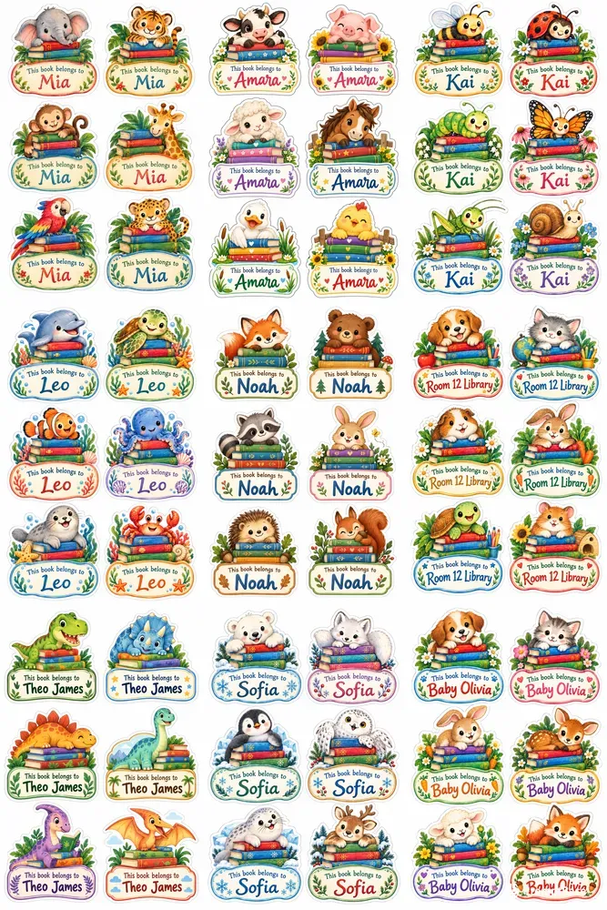 Cute Animal Bookplate Stickers