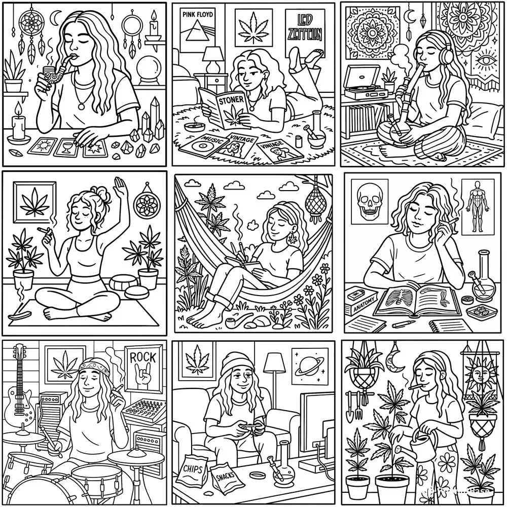 Stoner Girl Coloring Pages For Adults