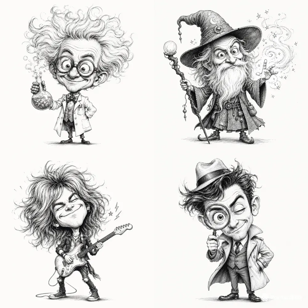 Big Head Caricature Sketches
