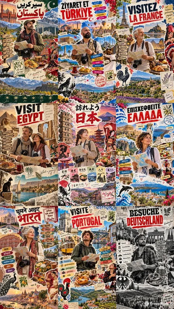 Tornpaper Travel Poster Collages