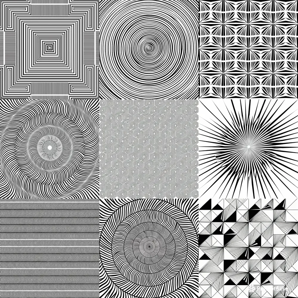 Digital Op Art Hypnotic Bw Geometries