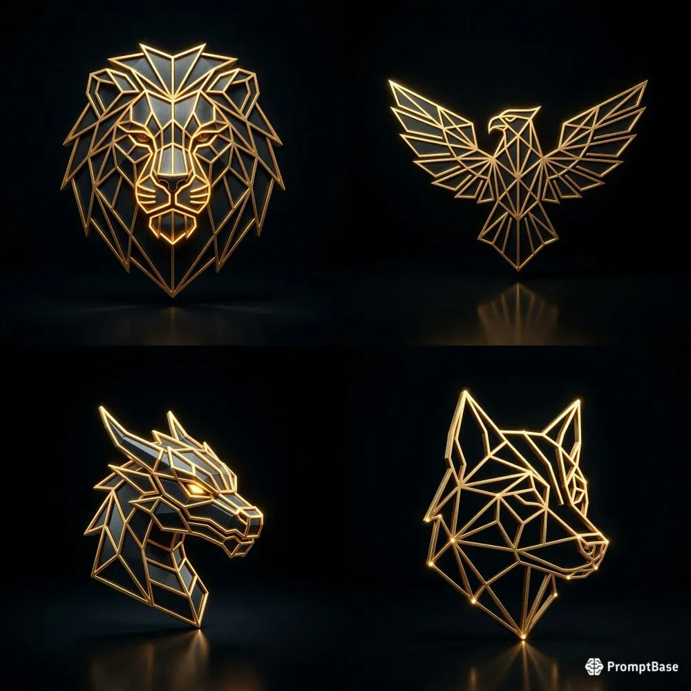Minimalist 3D Geometry Line Art Logos