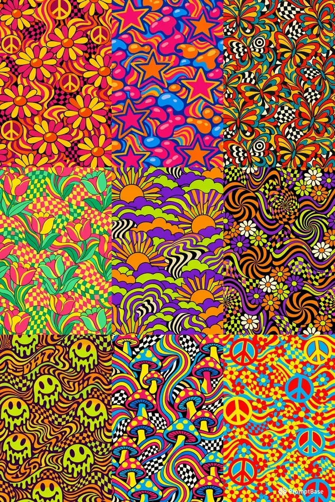 Psychedelic Groovy 70s Floral Patterns