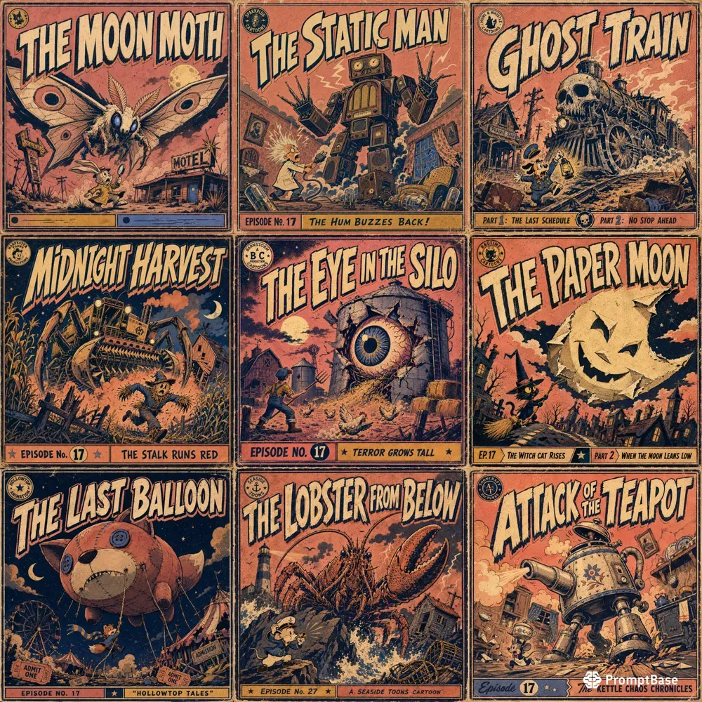 Retro Pulp Cartoon Episode Title Cards