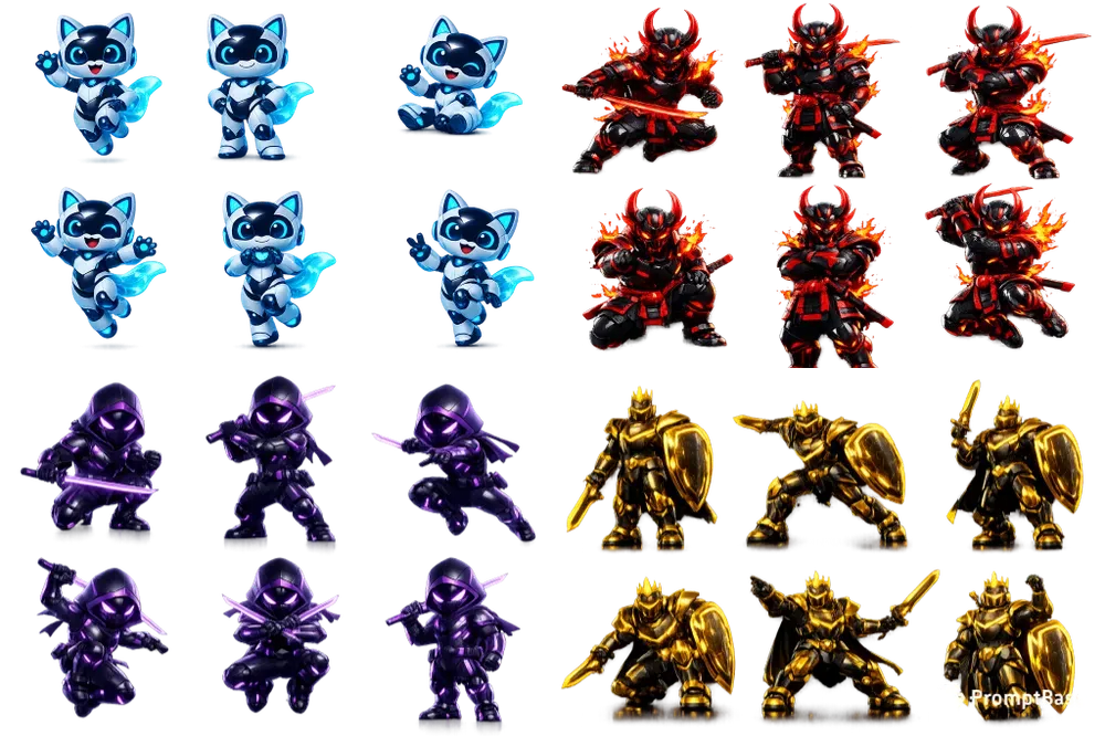 Neon 3D Mascot Multi Pose Generator