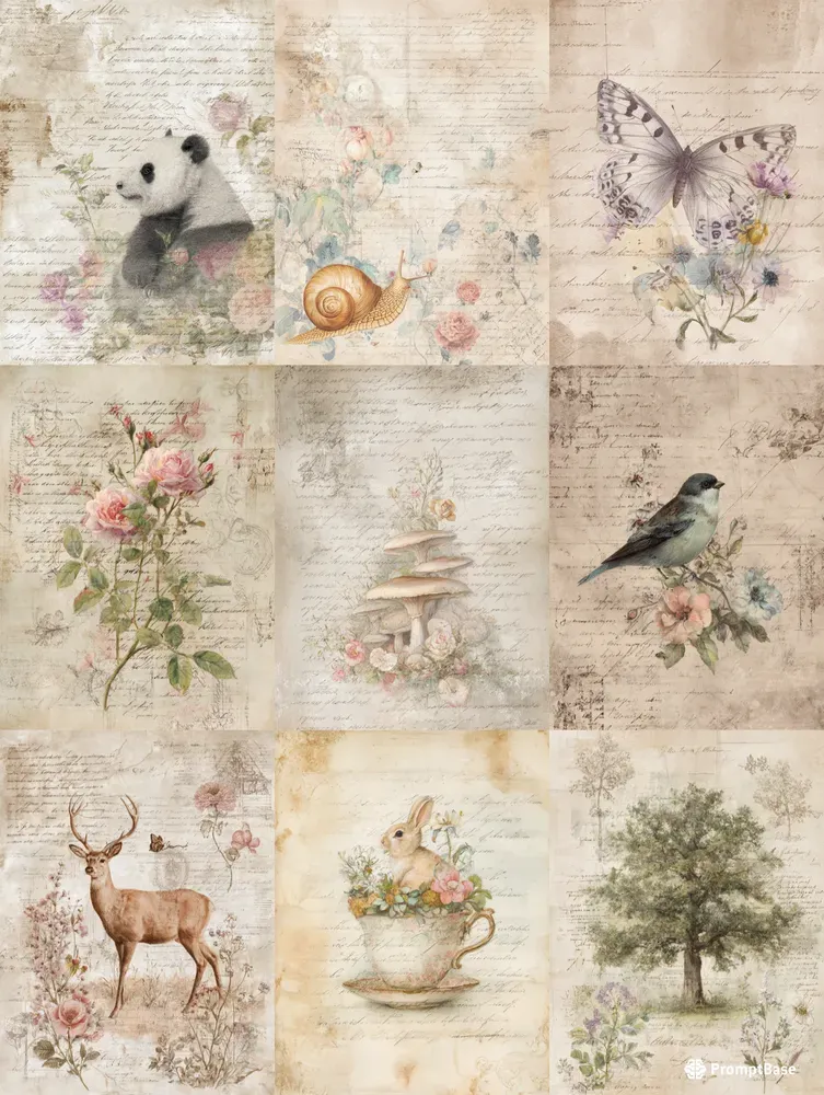 Elegant Vintage Junk Journal Pages